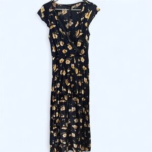 Floral Dark Blue Women's Romper with Train